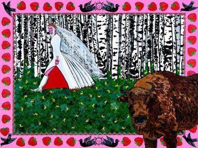 Алеся ўцякачка ( Сбежавшая Алеся ) / холст, темпера, акрил / 150х200 см / 2013г. Жанна Капустникова, серия ДАЖЫНКI