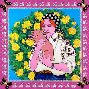 Гаротнiца ( Несчастная ) / холст, темпера, акрил / 150х150 см / 2013г. Жанна Капустникова, серия ДАЖЫНКI