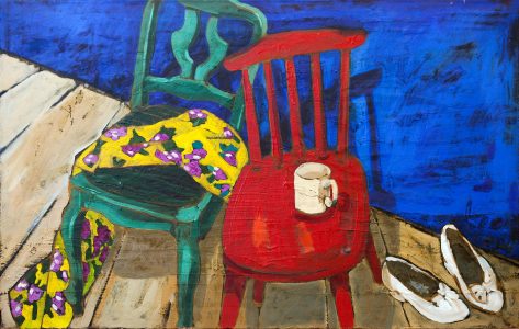 Жёлтое платье и туфли / холст, масло / 70x110 см / 1994г. Жанна Капустникова