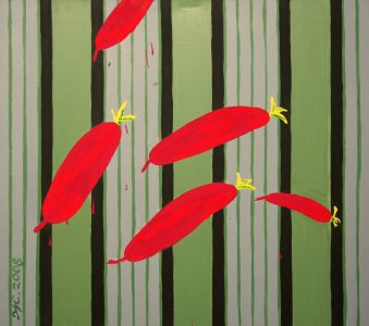 Красные огурцы / холст, акрил, темпера / 80х90 см / 2008г. Жанна Капустникова