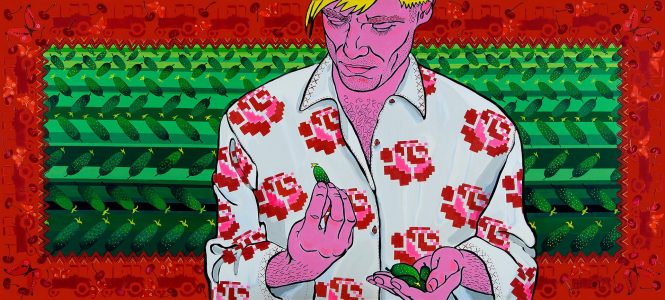 Малады аграном ( Молодой агроном) / холст, темпера, акрил / 90х200 см / 2012г. Жанна Капустникова, серия ДАЖЫНКI