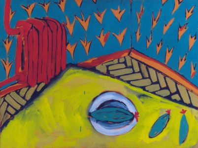 Натюрморт с батареей / холст, темпера / 60×88 см / 1994г. Жанна Капустникова