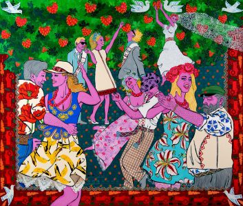 Сунiчная паляна ( Земляничная поляна ) / холст, темпера, акрил / 170х200 см / 2013г. Жанна Капустникова, серия ДАЖЫНКI