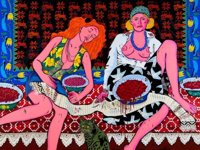 Вiшнёвае сочыва ( Вишнёвое варенье ) / холст, темпера, акрил / 150х200 см / 2013г. Жанна Капустникова, серия ДАЖЫНКI